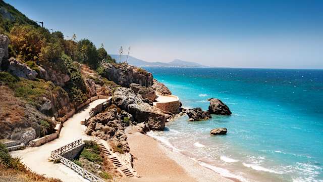 Beautiful view of Rhodes sandy beaches, Greece