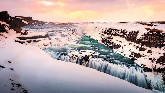 Gullfoss Waterfall Iceland Winter