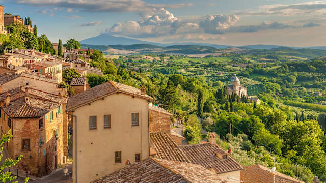Landscape of the Tuscany seen from the walls of Montepulciano, Italy