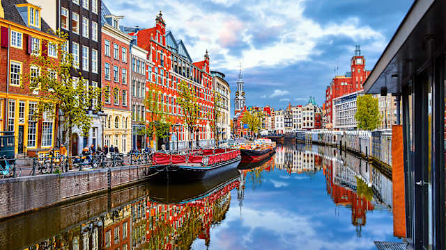 Kanal in Amsterdam, Niederlande