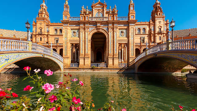 Plaza de Espana at sunny day in Seville, Spain