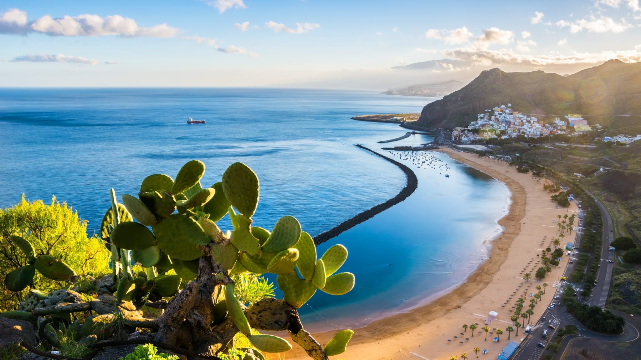 Aussicht auf den Strand las Teresitas in Santa Cruz de Tenerife, Teneriffa, Kanarische Inseln ©iStock.com/Elena-studio