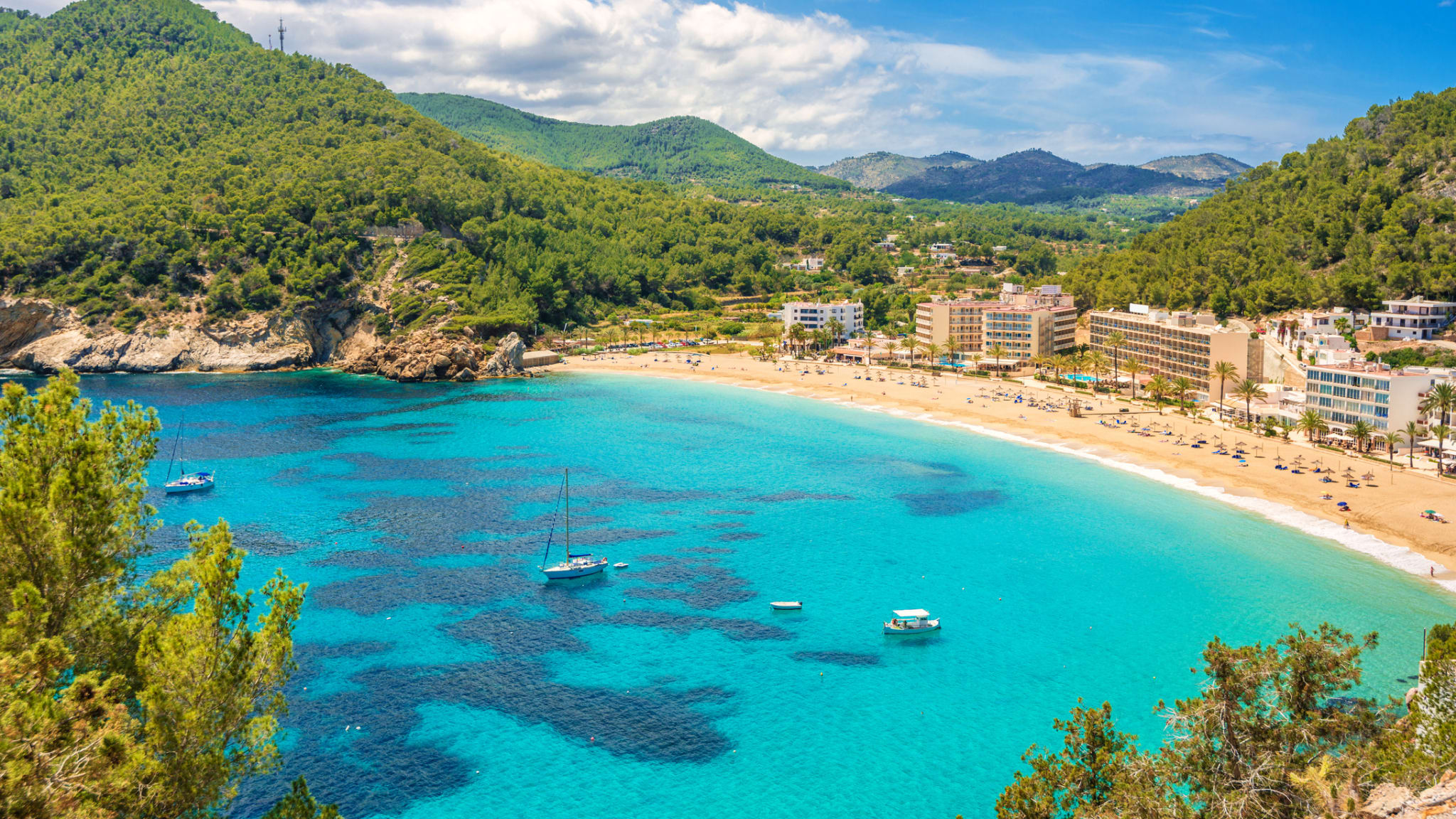 Erhöhter Blick über die wunderschöne Bucht und den Strand von Cala San Vicente © iStock.com/Juergen Sack