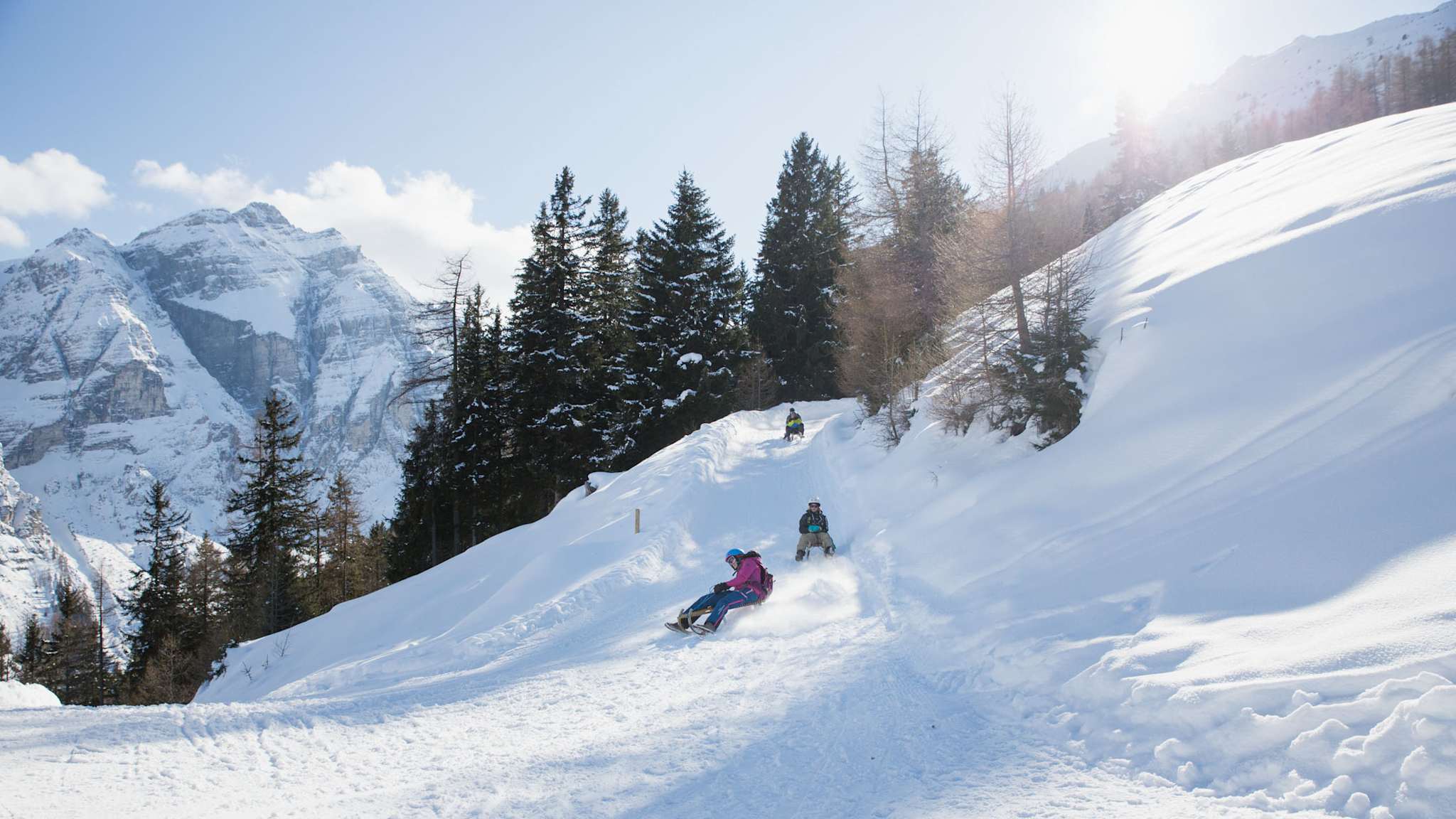 Rodelspaß auf der Elfer Rodelbahn im Pinnistal