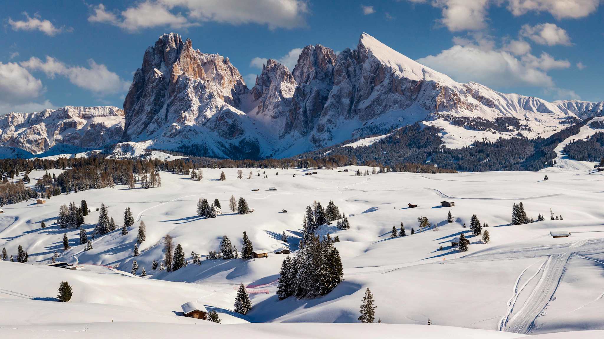 Blick auf Langkofel, Gröden in Südtirol, Italien.