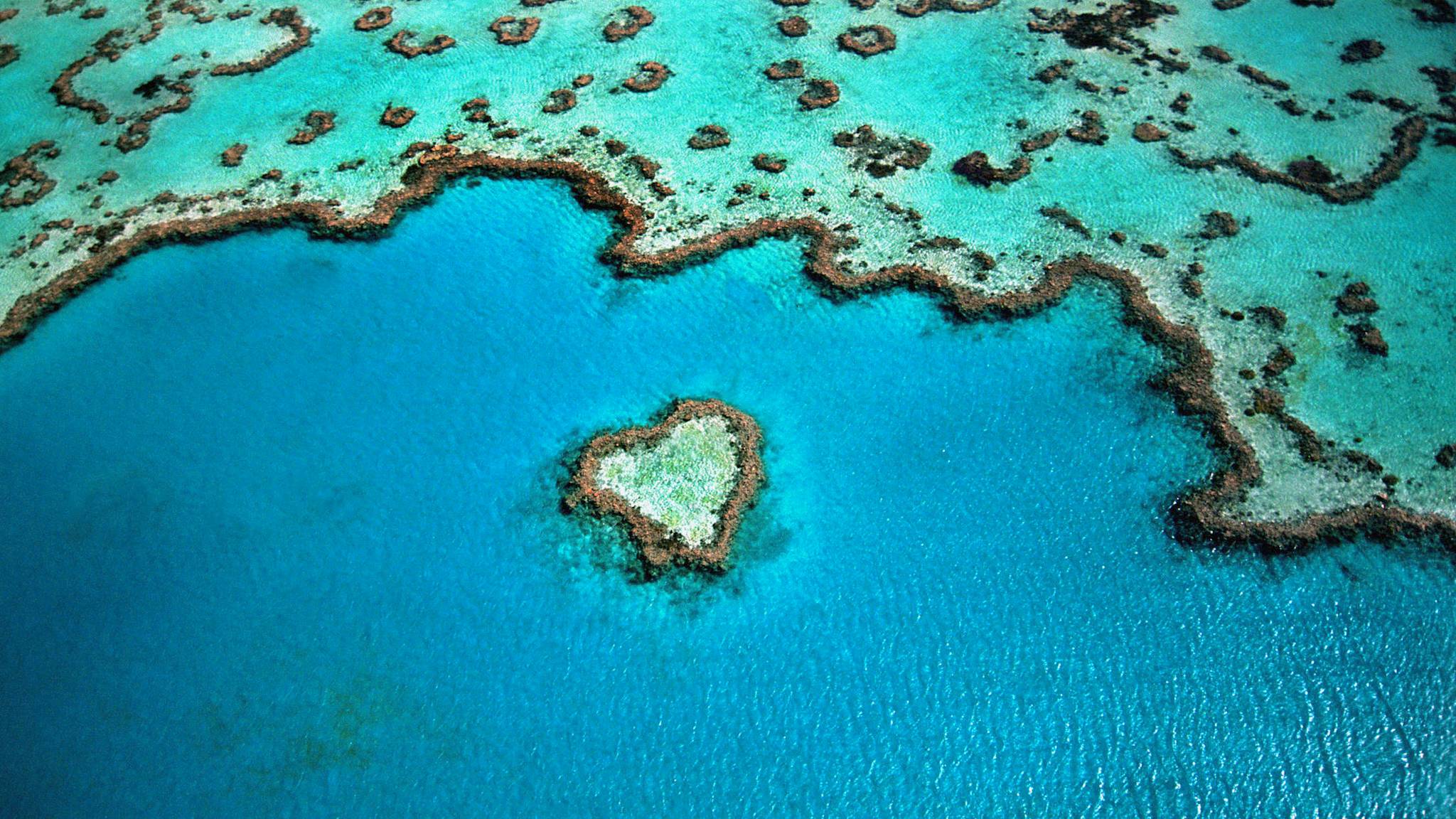 Riff in Form eines Herzens im Great Barrier Reef, Australien.