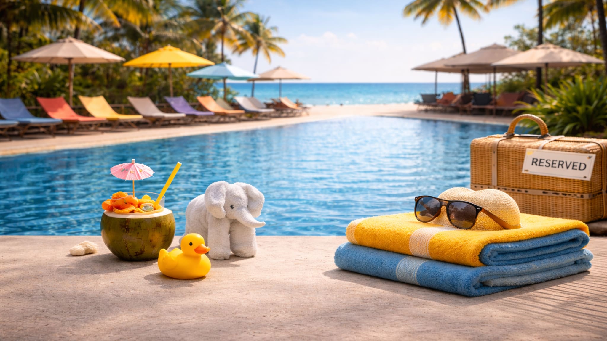 Urlaubsklischees am Pool © Bild erstellt mit KI