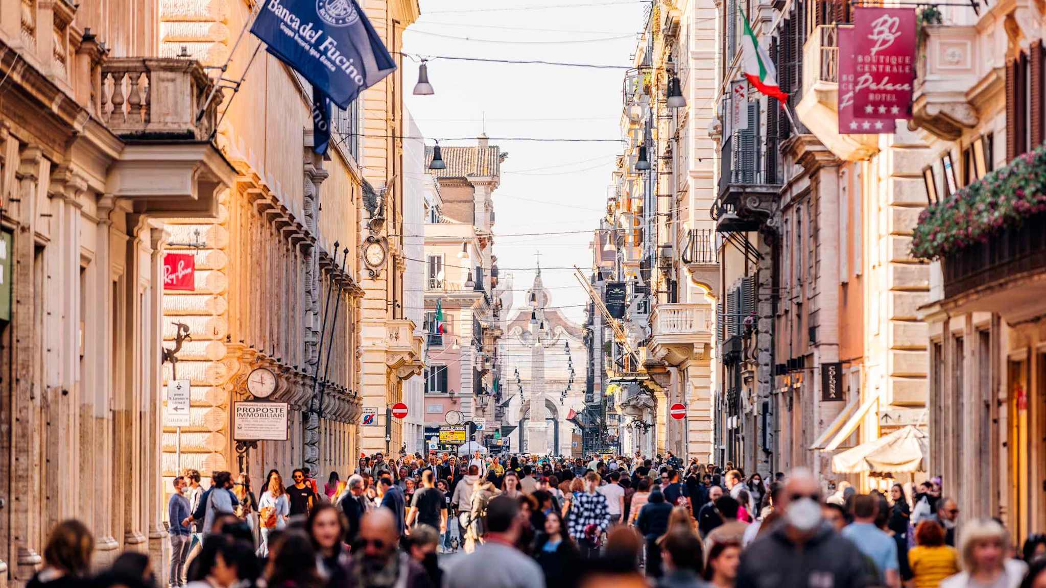 Via del Corso in Rom, Italien.