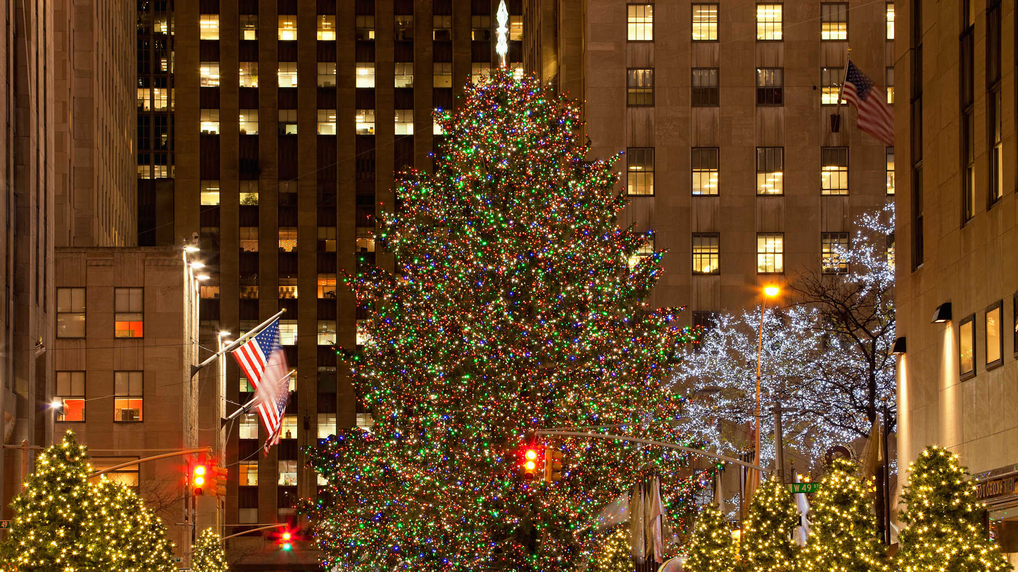 Blick auf den Weihnachtsbaum in New York City.