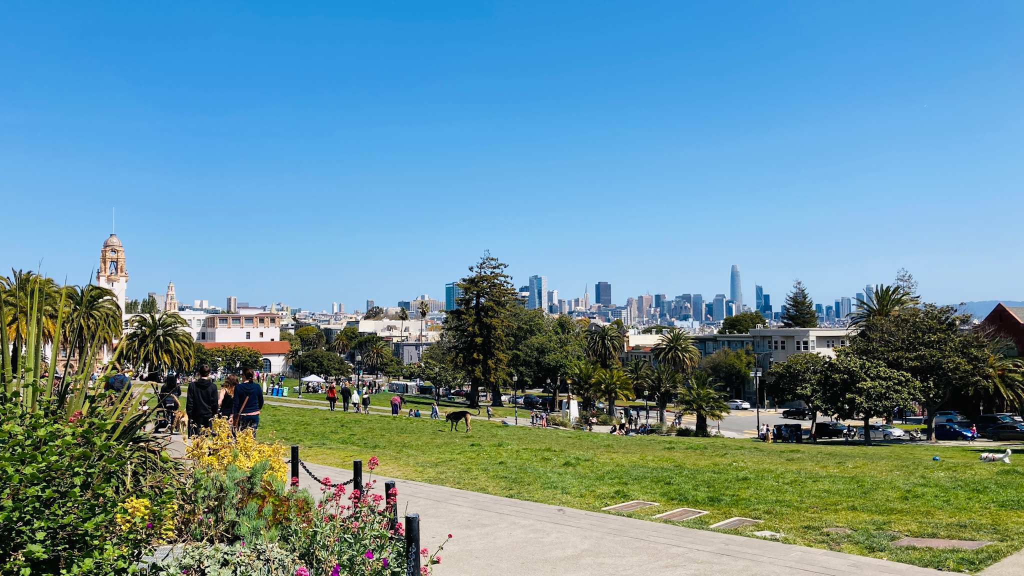 Blick vom Dolores Park nach Downtown San Francisco