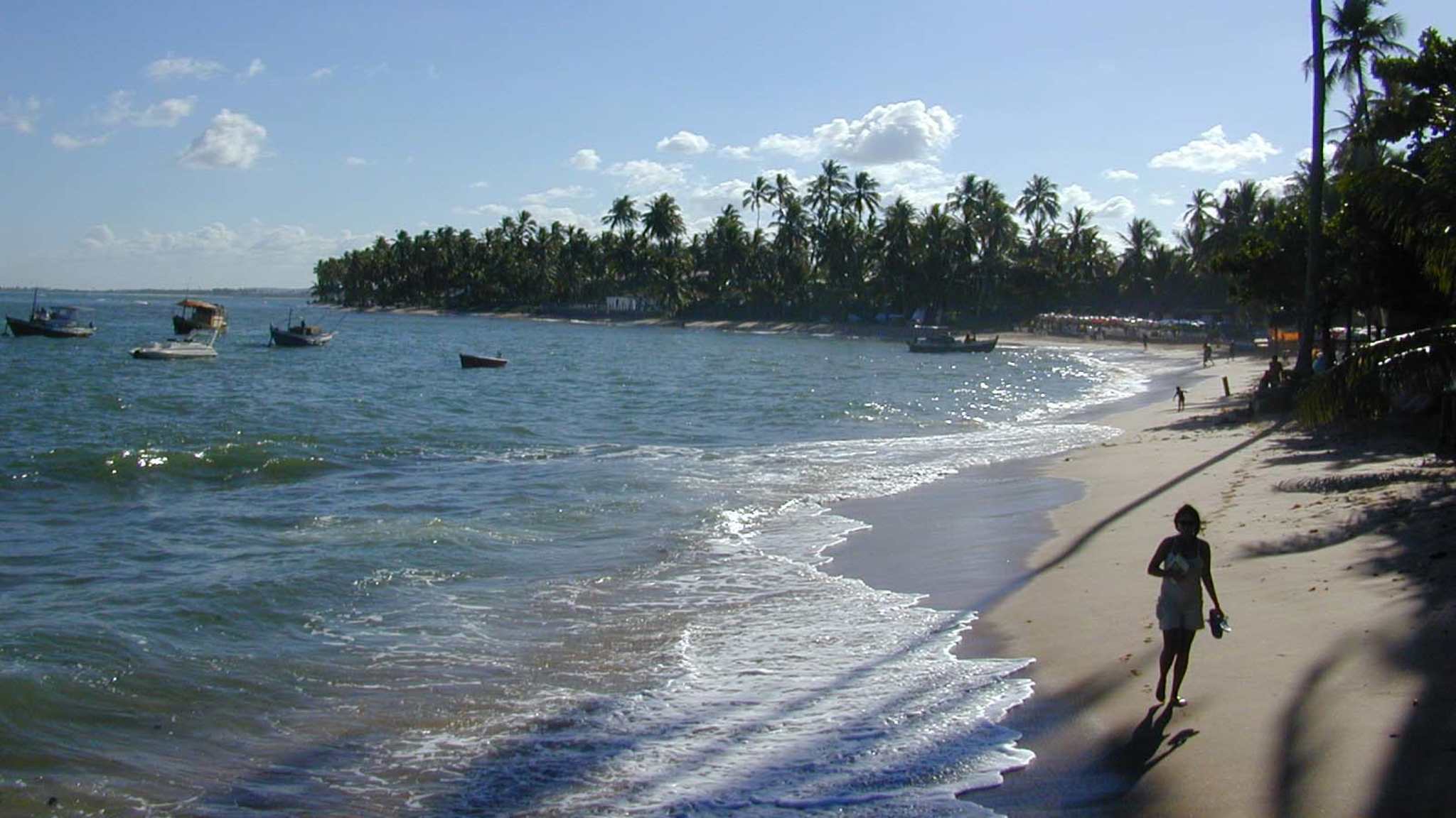 Blick auf den Strand von Praia do Forte im Norden Brasiliens