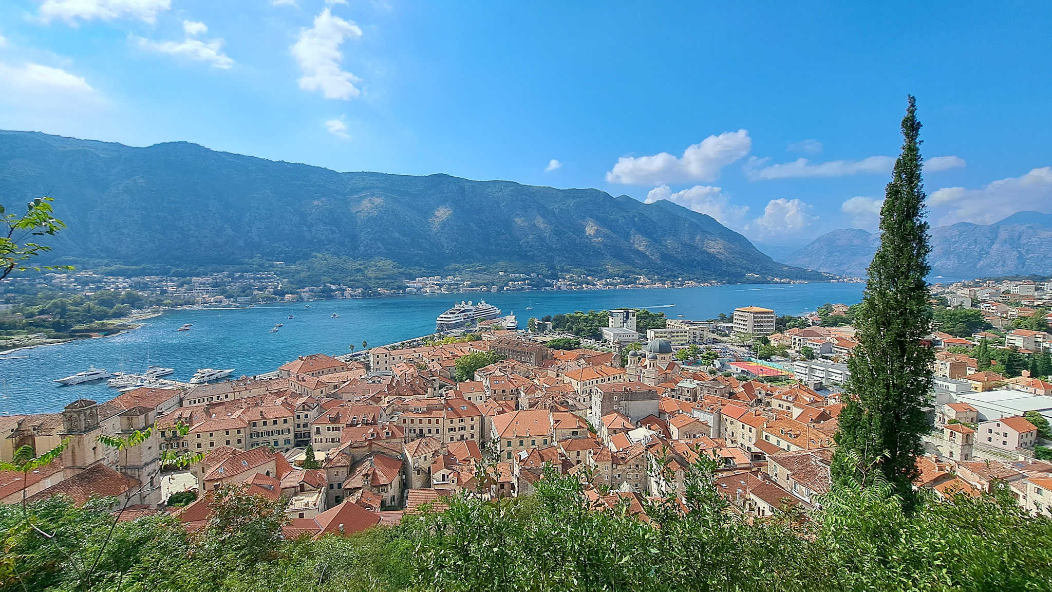Ausblick vom Wanderweg aus auf Kotor und das Meer in Montenegro © Philip Bucher