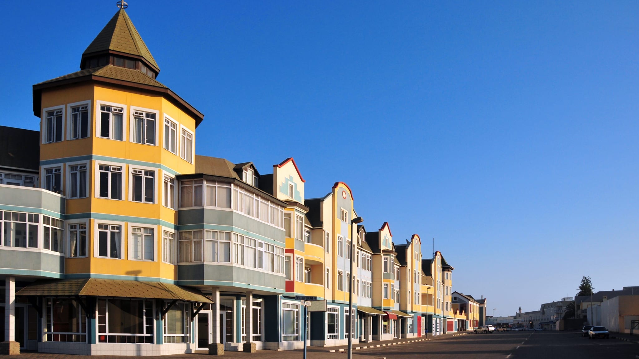 Swakopmund, Namibia: Farbenfrohen Kolonialbauten, Schuller street