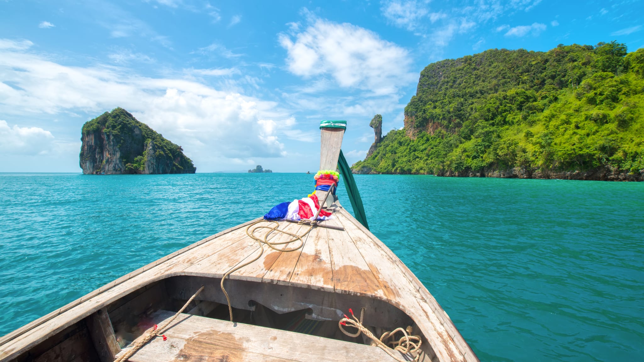 boat go to Chicken island in the Andaman sea,Krabi,Thailand