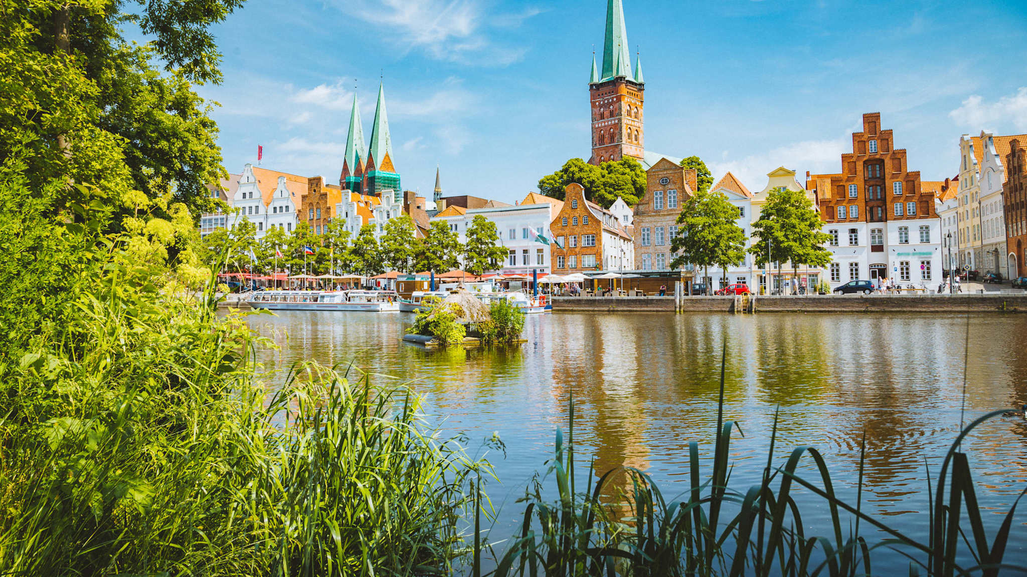Fluss Trave in Lübeck, Schleswig-Hostein, Deutschland