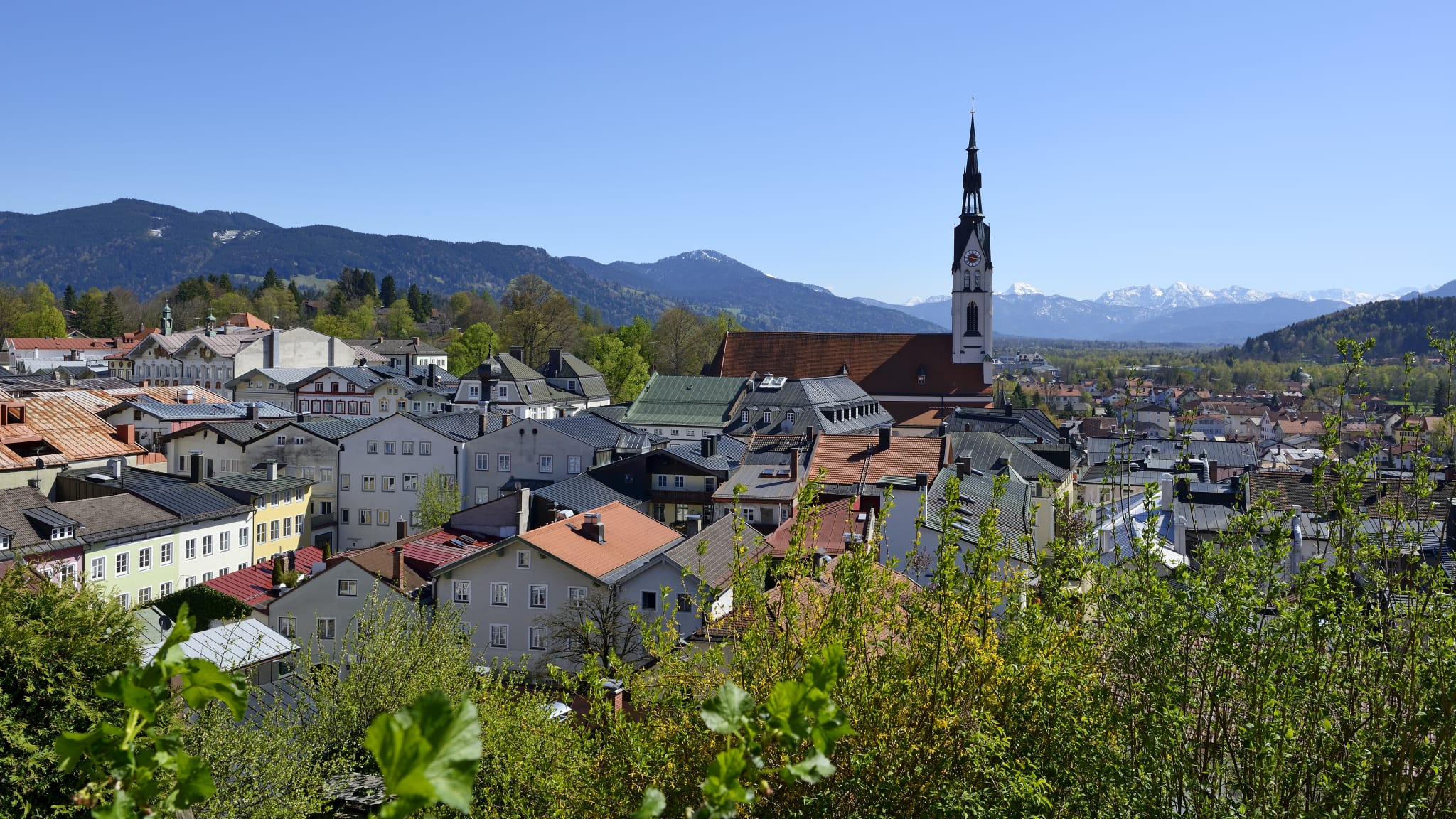 View of Bad Tolz, Isarwinkel, Upper Bavaria, Bavaria, Germany