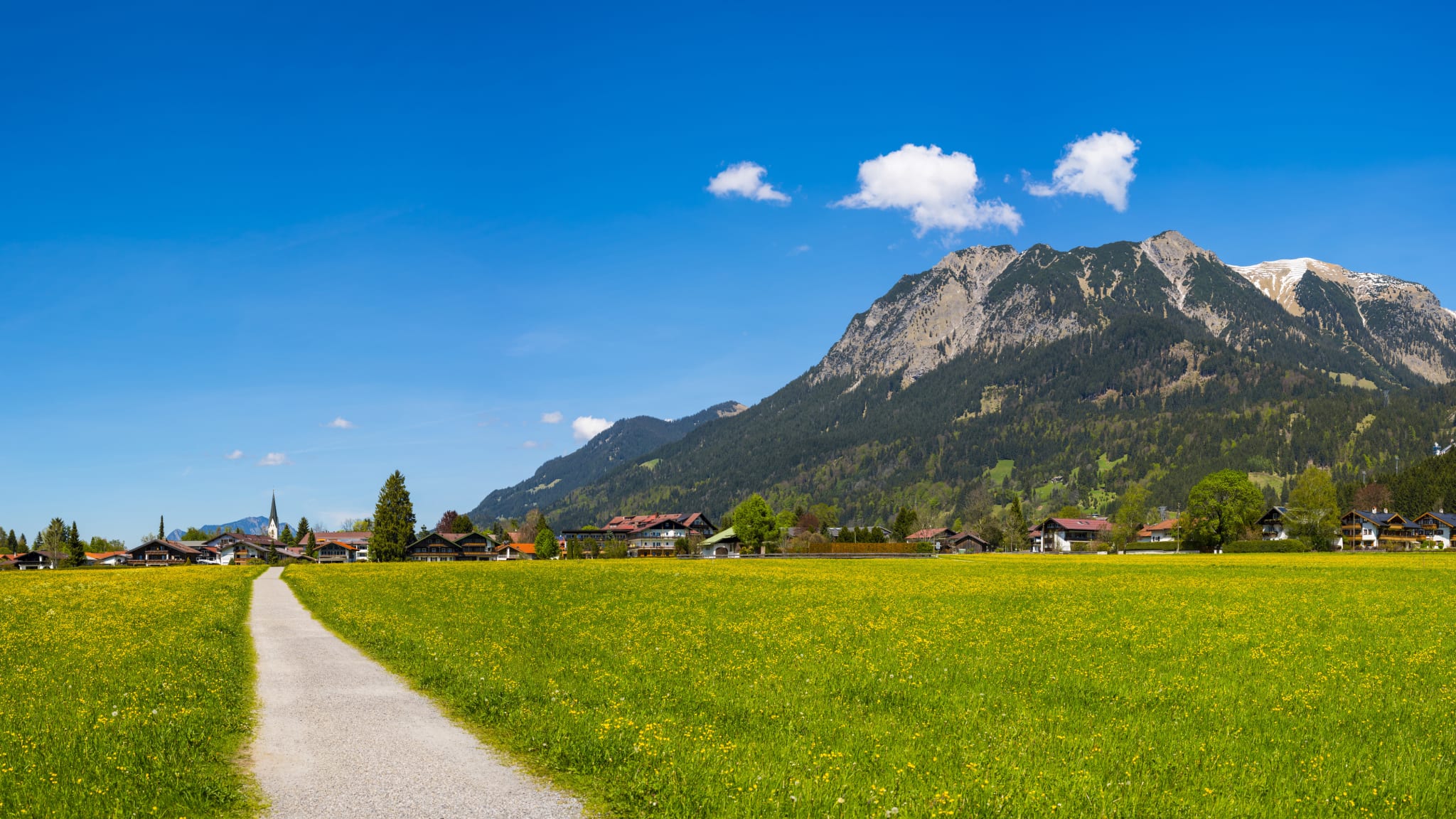 Germany, Bavaria, Allgaeu, Lorettowiesen and Oberstdorf