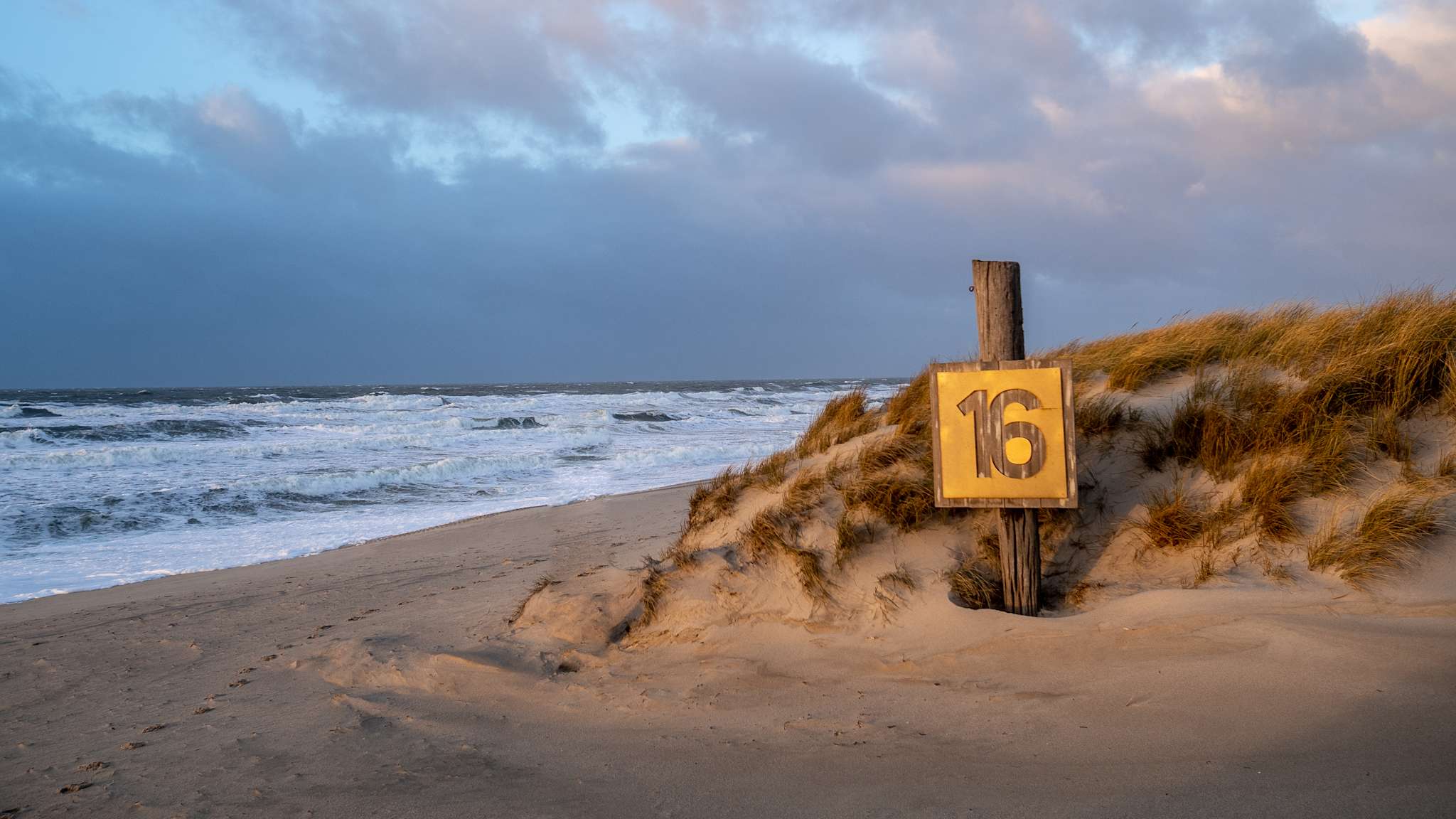 Sunset at the Buhne 16 Beach of the beautiful Island Sylt in Germany