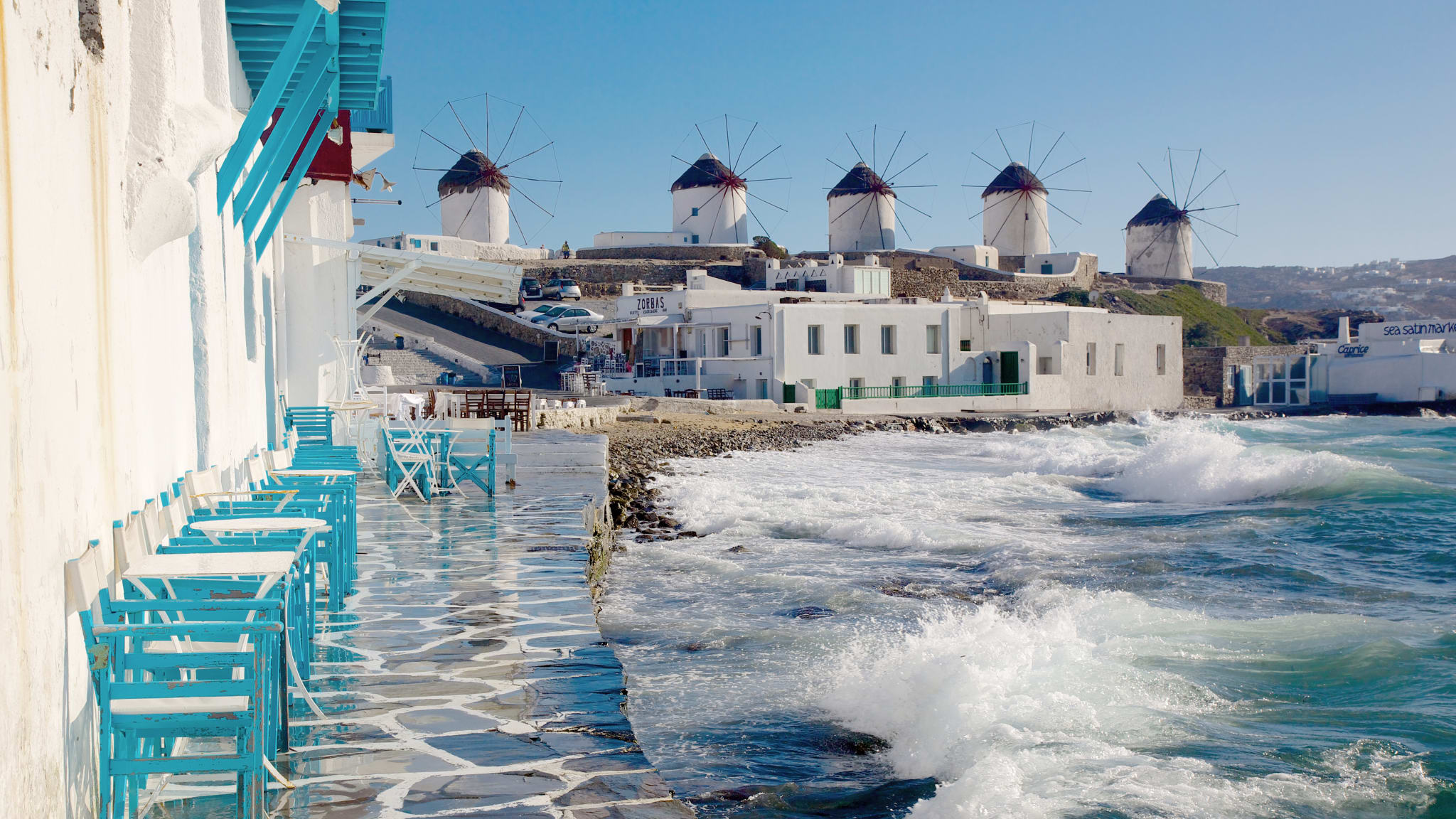 Windmühlen Kato Mili, Mykonos Stadt, Griechische Inseln