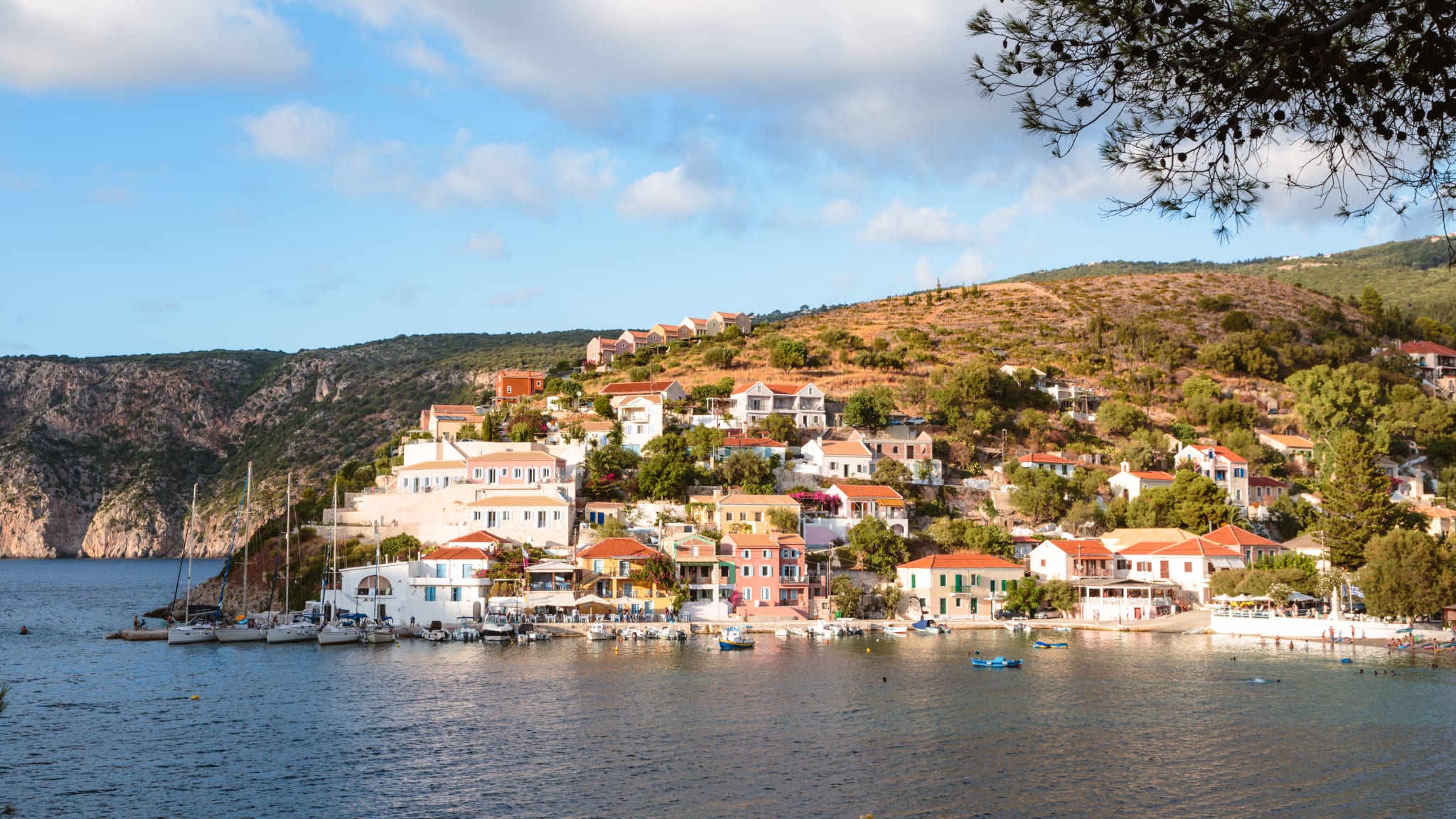 Town and harbour of Assos, Kefalonia, Greek Islands