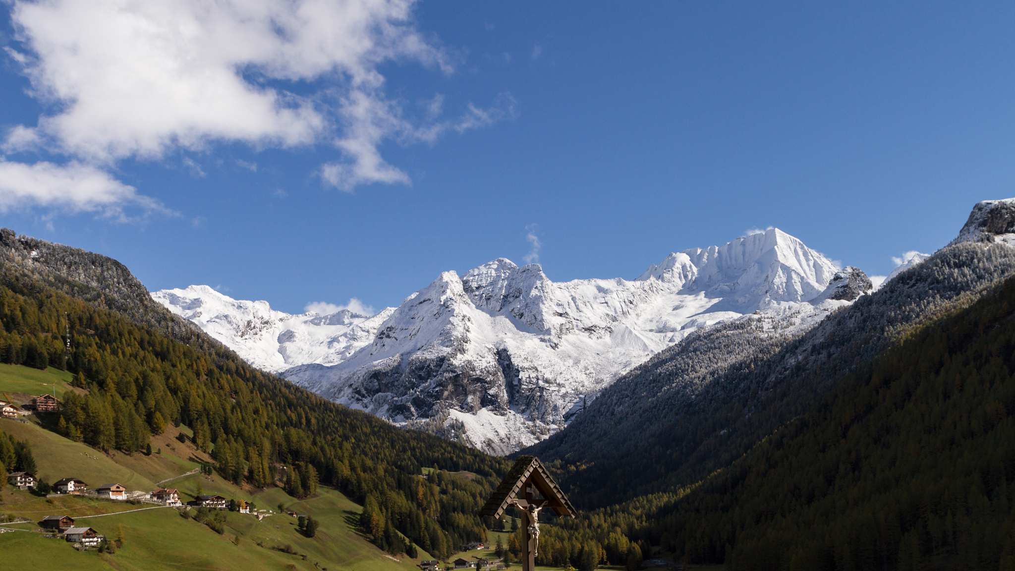 Blick auf die Riesenferner Berge, Südtirol, Italien