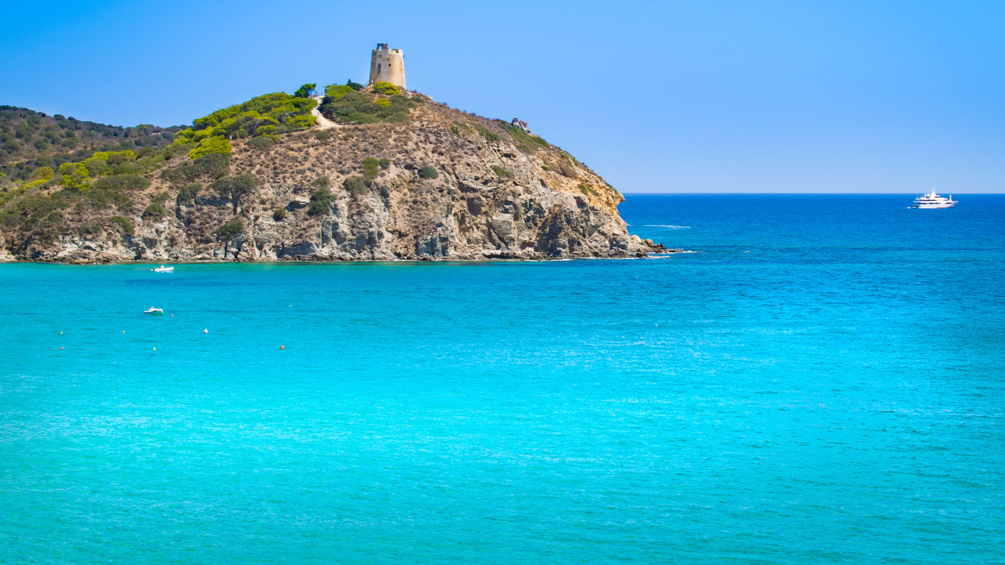 Blick auf Torre di Chia, Sardinien.