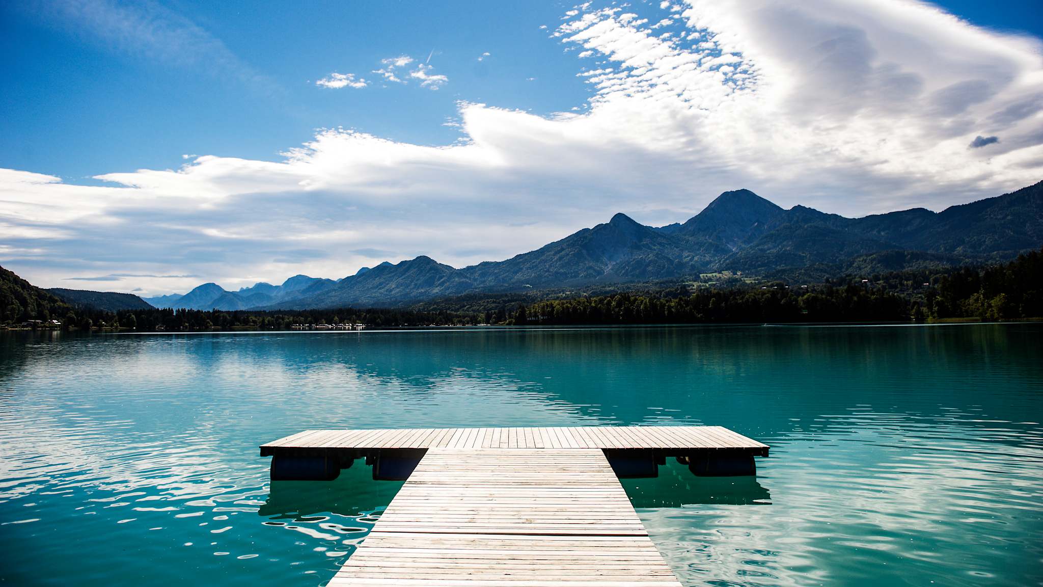 Austria, Carinthia, jetty at Lake Faak