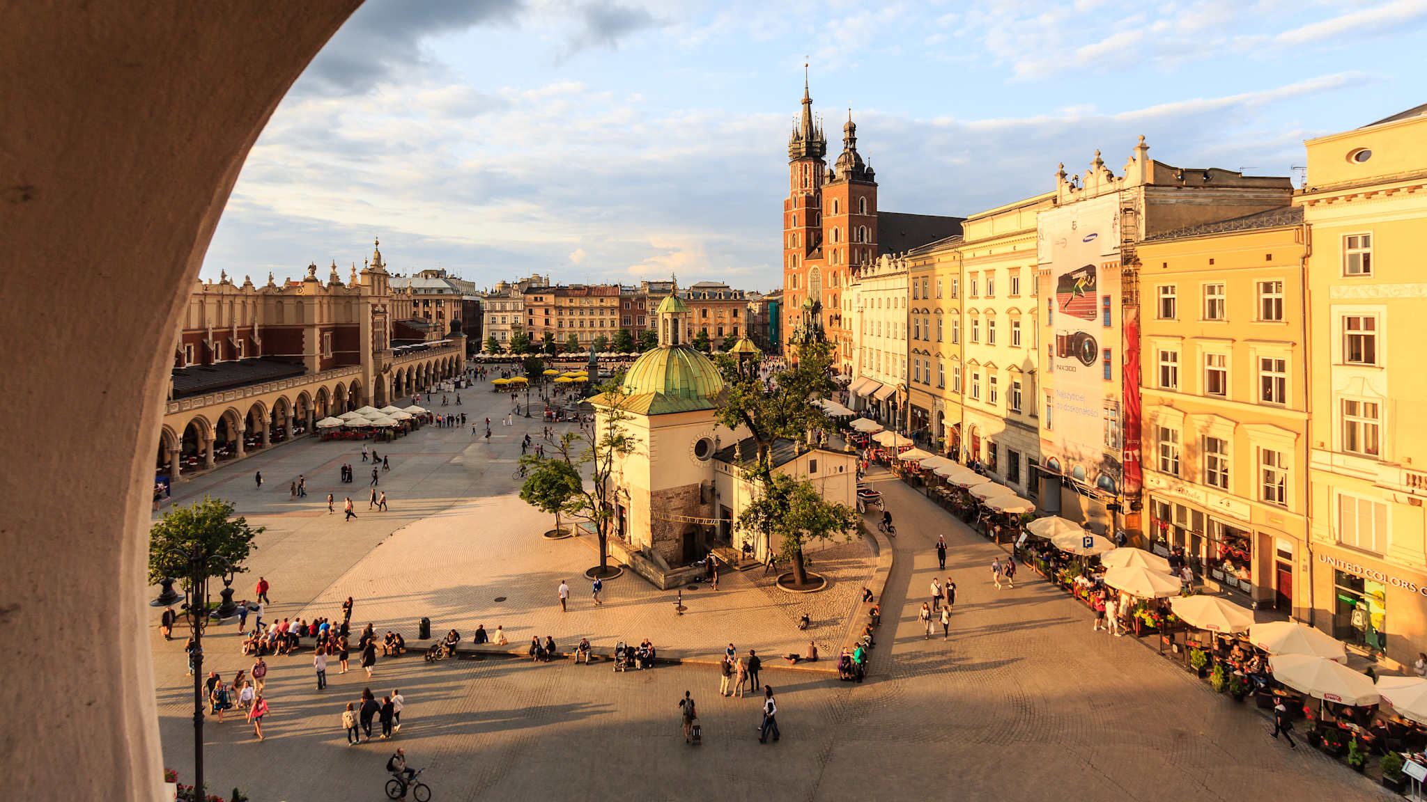 Krakow, main square with St. Mary's basilica