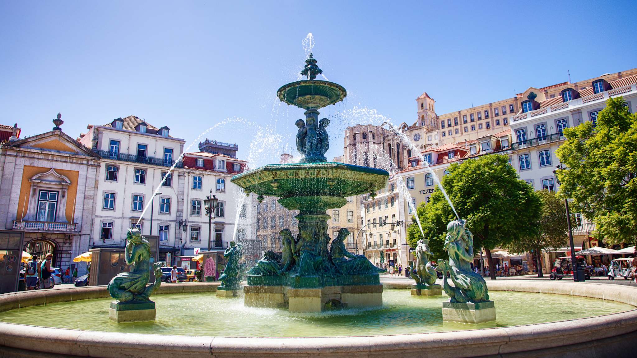 Fountain Square Dom Pedro IV, Rossio Square, Lisbon, Portugal