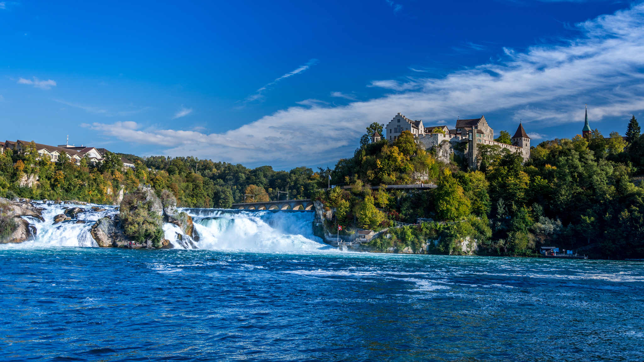 Idyllic View Of Rhine Falls Against Sky