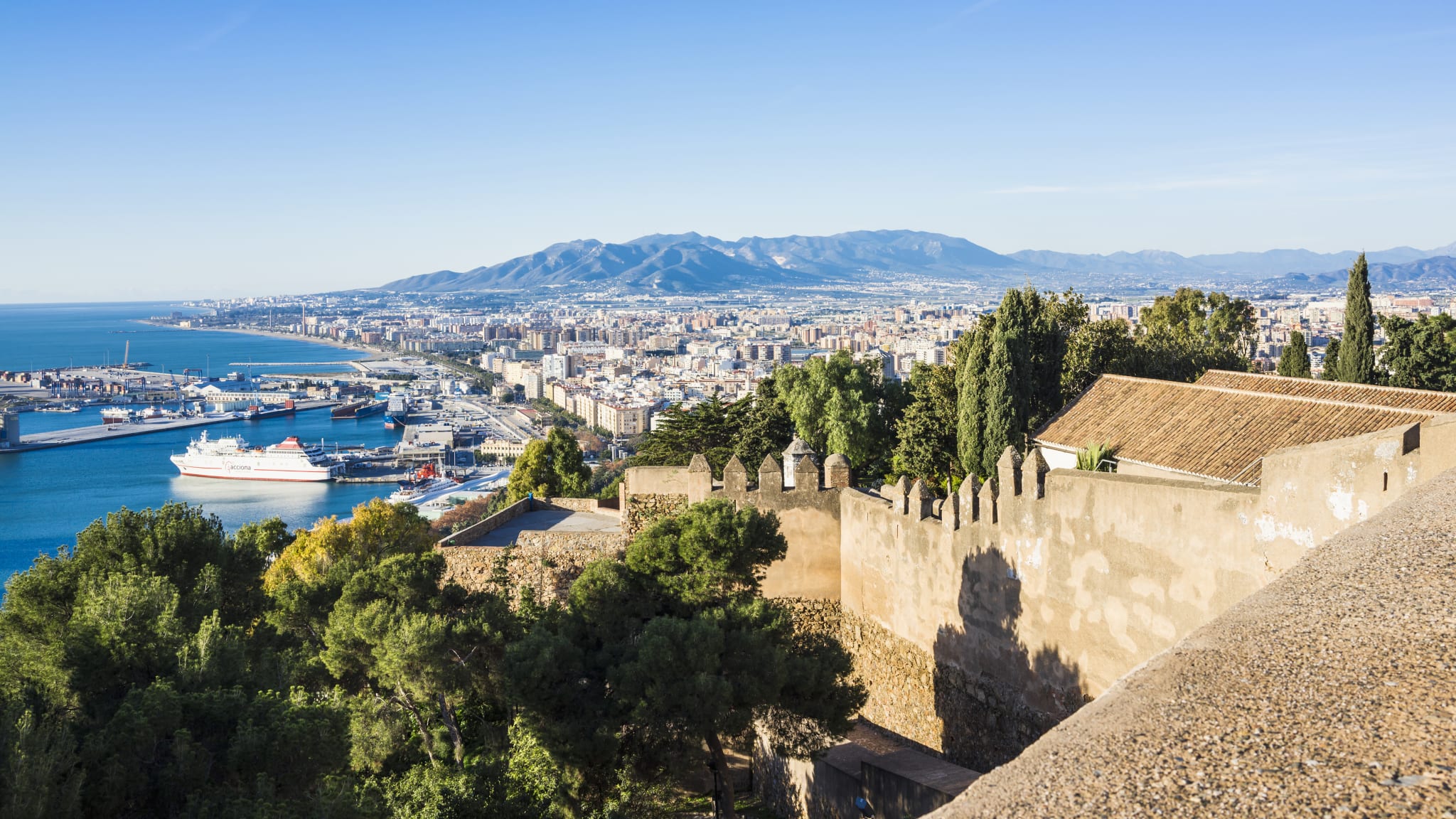 Ausblick vom Castillo de Gibralfaro, Málaga, Spanien