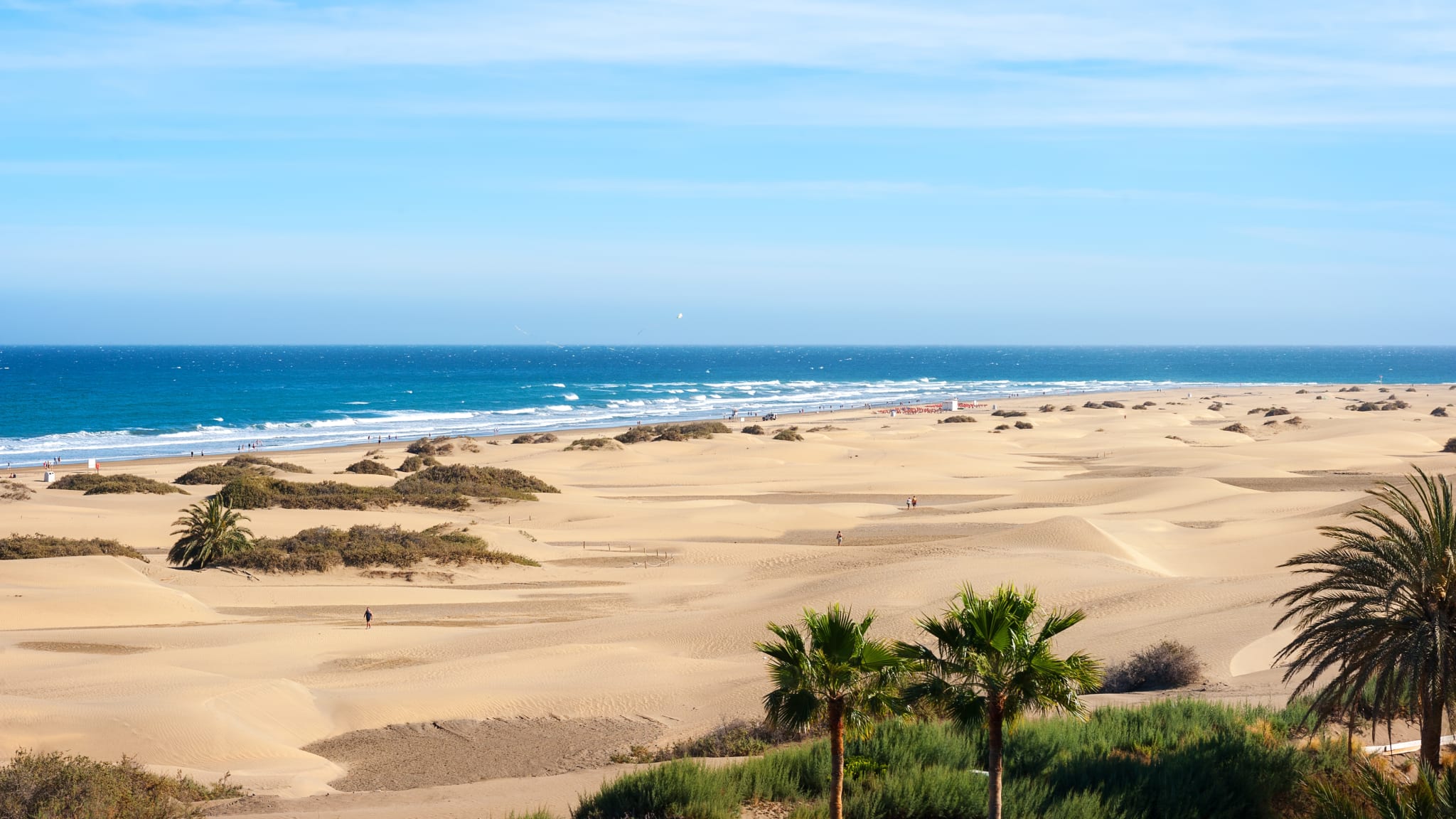 Coastline with sand dunes of Maspalomas. Gran Canaria, Canary Islands