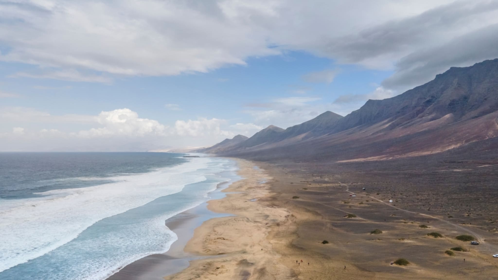 Vogelperspektive des Playa de Cofete auf Fuerteventura