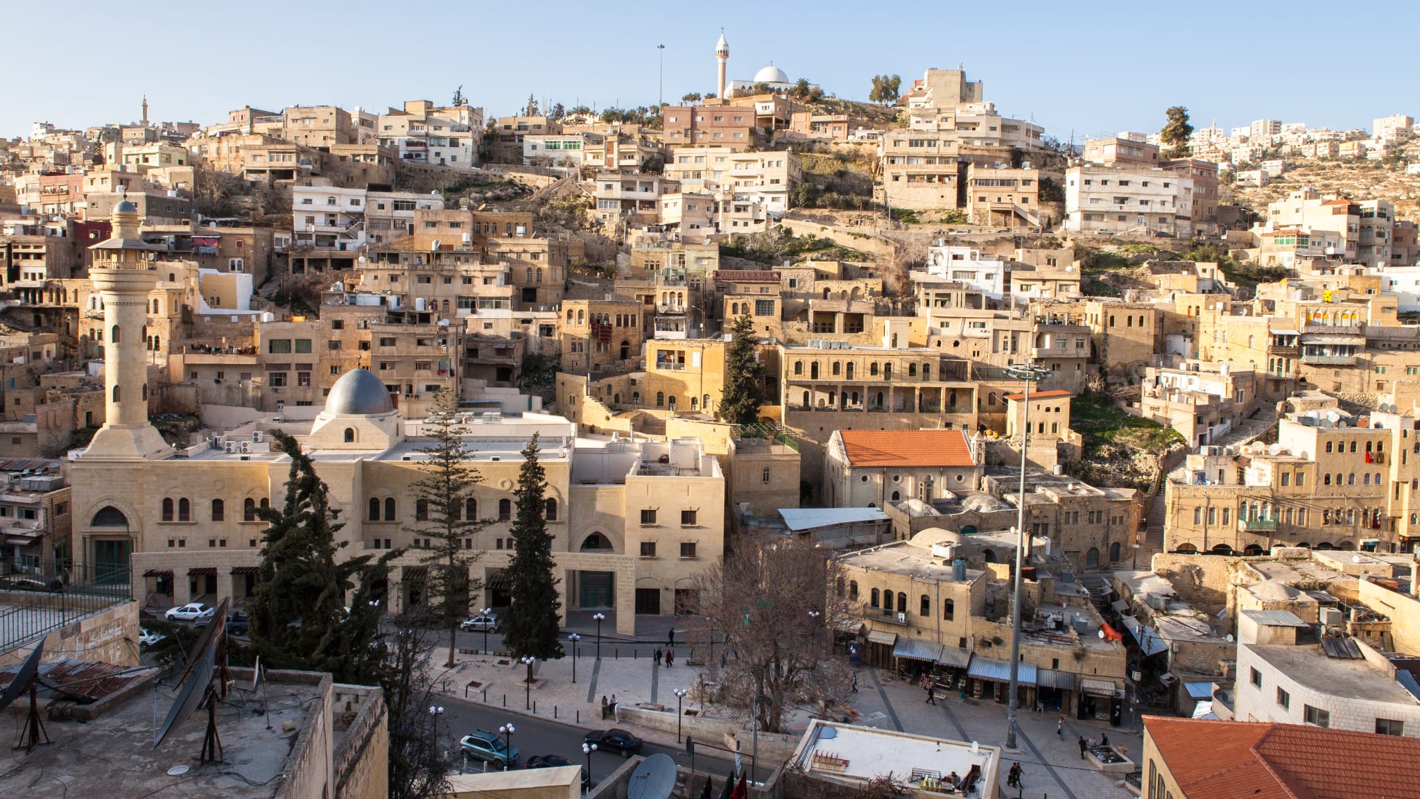 Old centre of the city of Salt at sunset