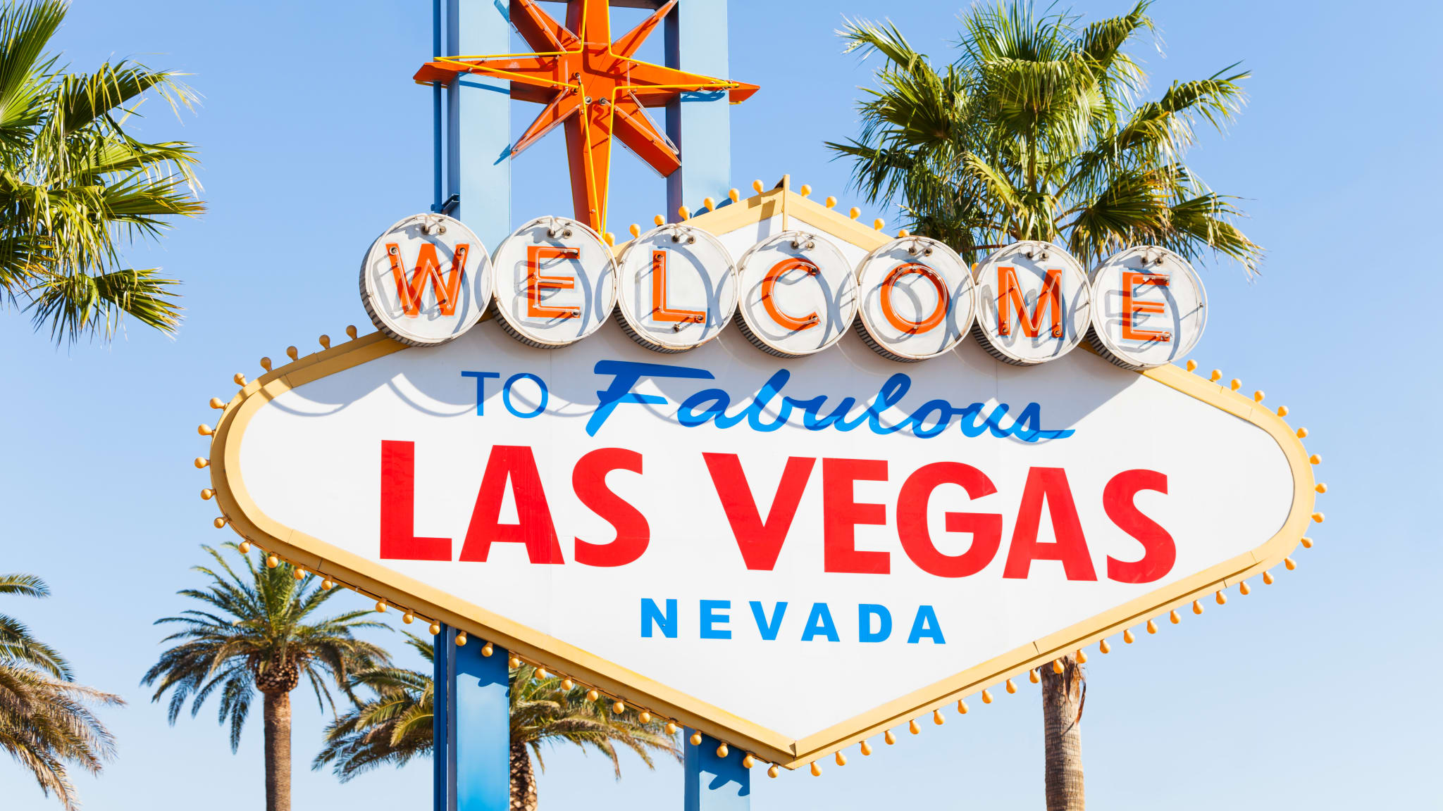 Willkommensschild in Las Vegas close-up Blick in den Sommer