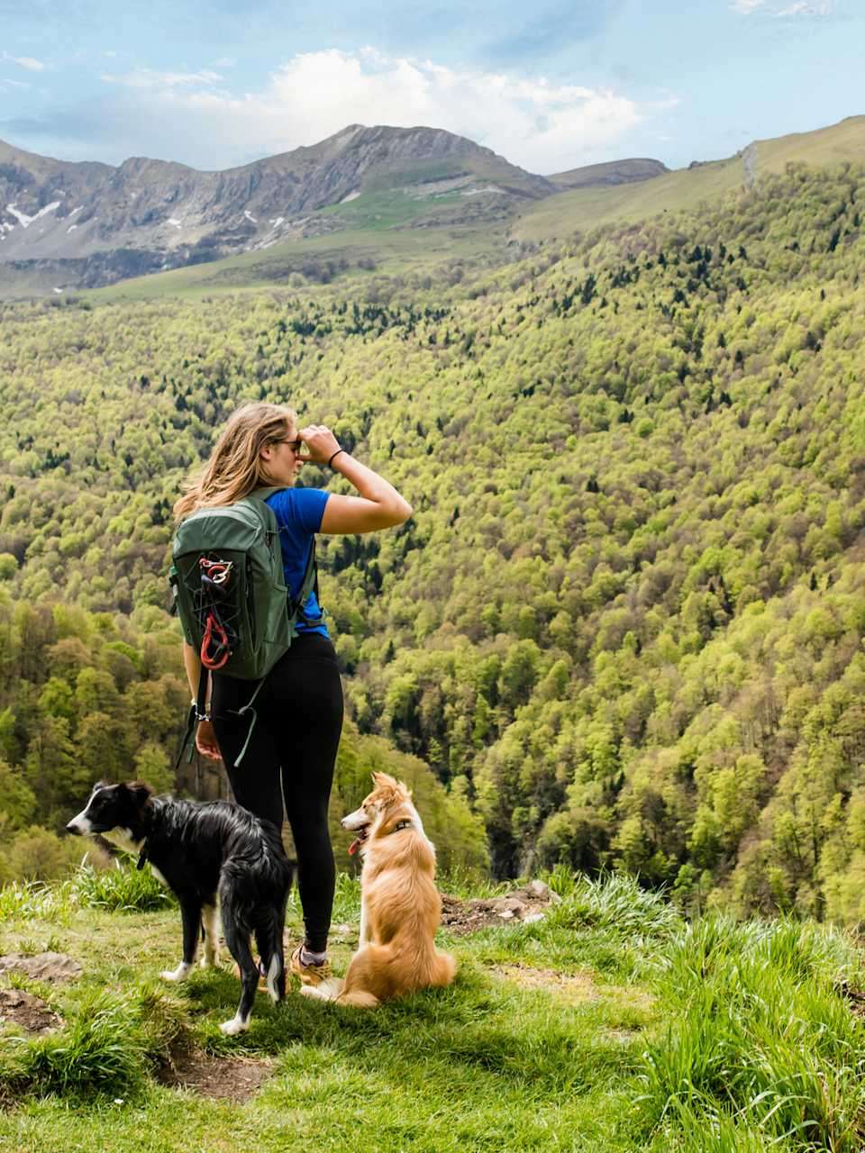Frau wandert mit Hunden in Frankreich © DEBOVE SOPHIE/iStock / Getty Images Plus via Getty Images