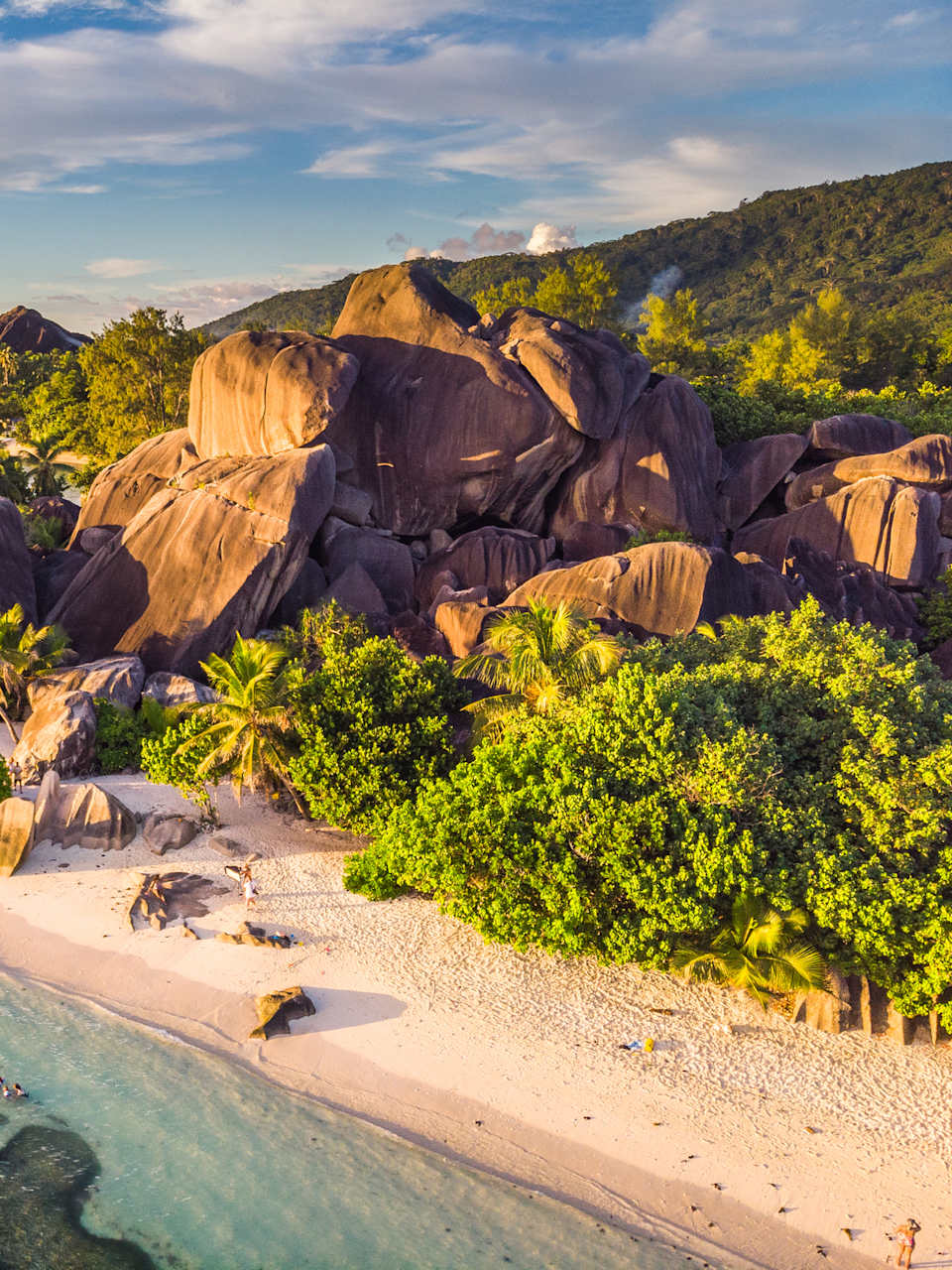 Anse Source d’Argent im Sonnenuntergang, Seychellen
