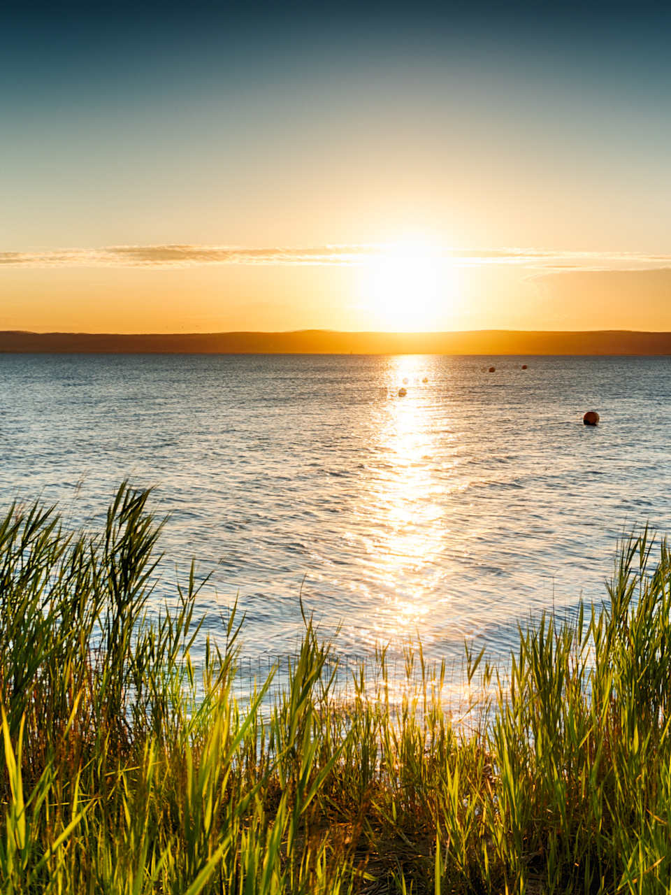 Sonnenuntergang am Neusiedler See in Podersdorf, Burgenland, Österreich.
