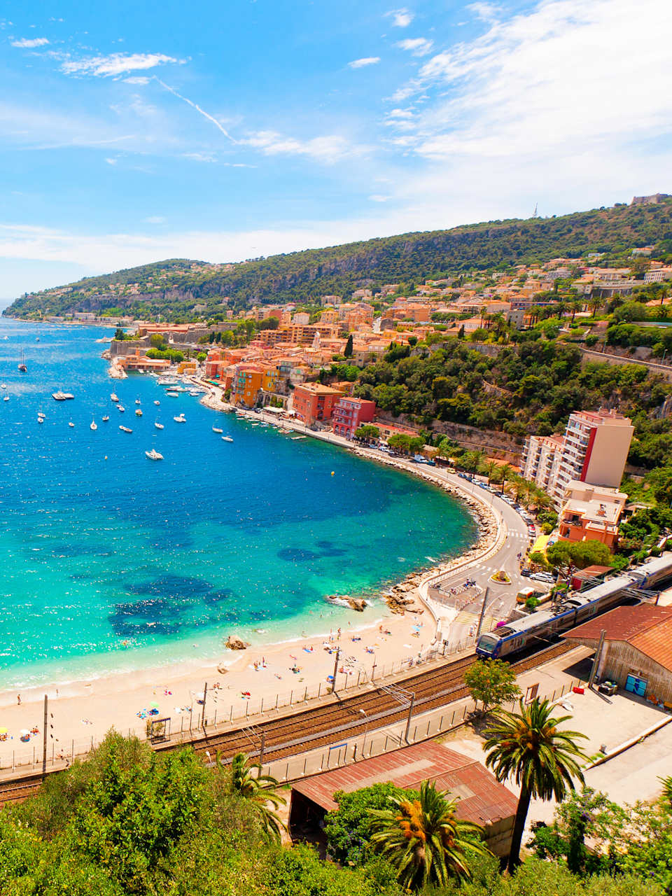 Strand von Villefranche-sur-Mer, Côte d’Azur, Frankreich
