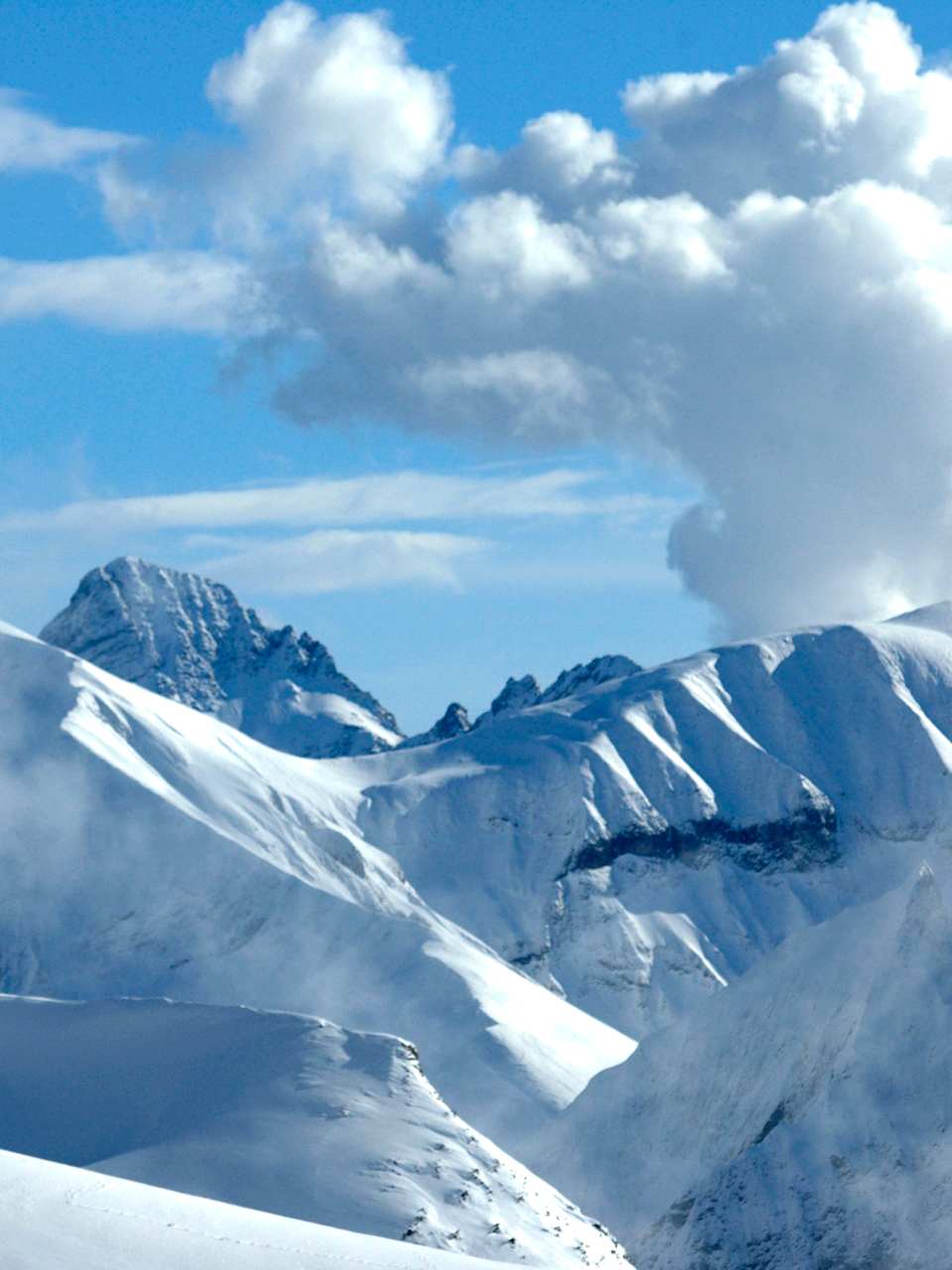 Blick auf die Berge im Skigebiet Oberstorf