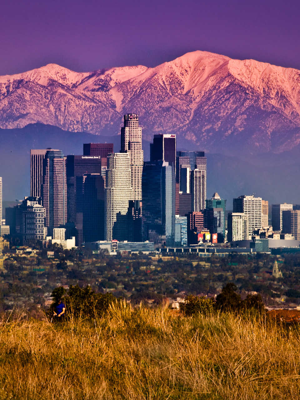Los Angeles skyline with snow