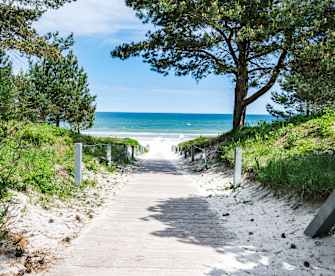 Weg zum Strand in Binz, Insel Rügen an der Ostsee, Mecklenburg-Vorpommern © MierlitaK Design via Getty Images