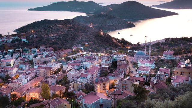 Stadtpanorama von Kas in Antalya, Türkei