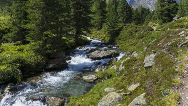 Ein Fluss durch ein Gebirge