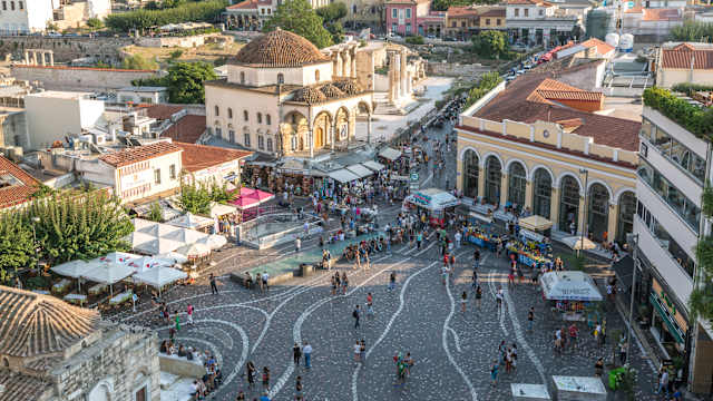 Monastiraki square full of tourist, Athens, Greece