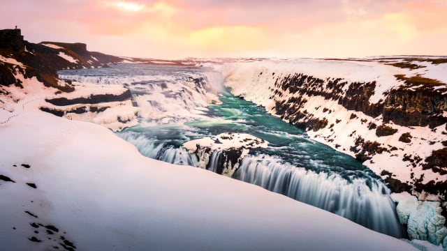 Gullfoss Waterfall Iceland Winter