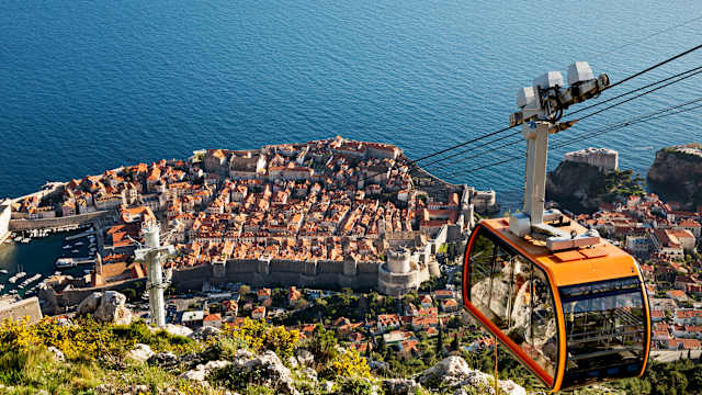 Cable car above Dubrovnik old town, Croatia