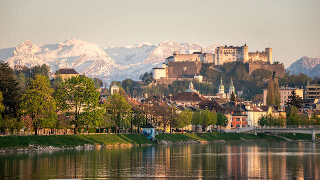 Hohensalsburg Castle and the old town, Salzburg, Austria