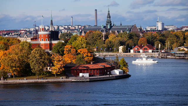 View of city harbor