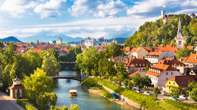 Panorama von Ljubljana (Slowenien, Europa.